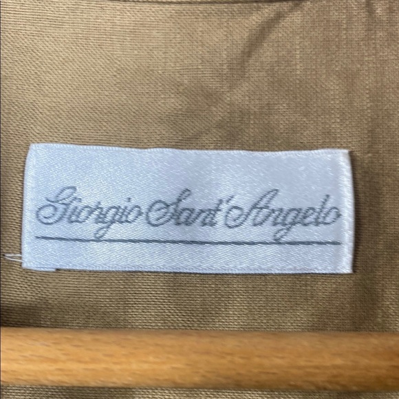 Vintage Linen Cotton Blend Tan Button Down Shirt with Classic Collar - Picture 2 of 7